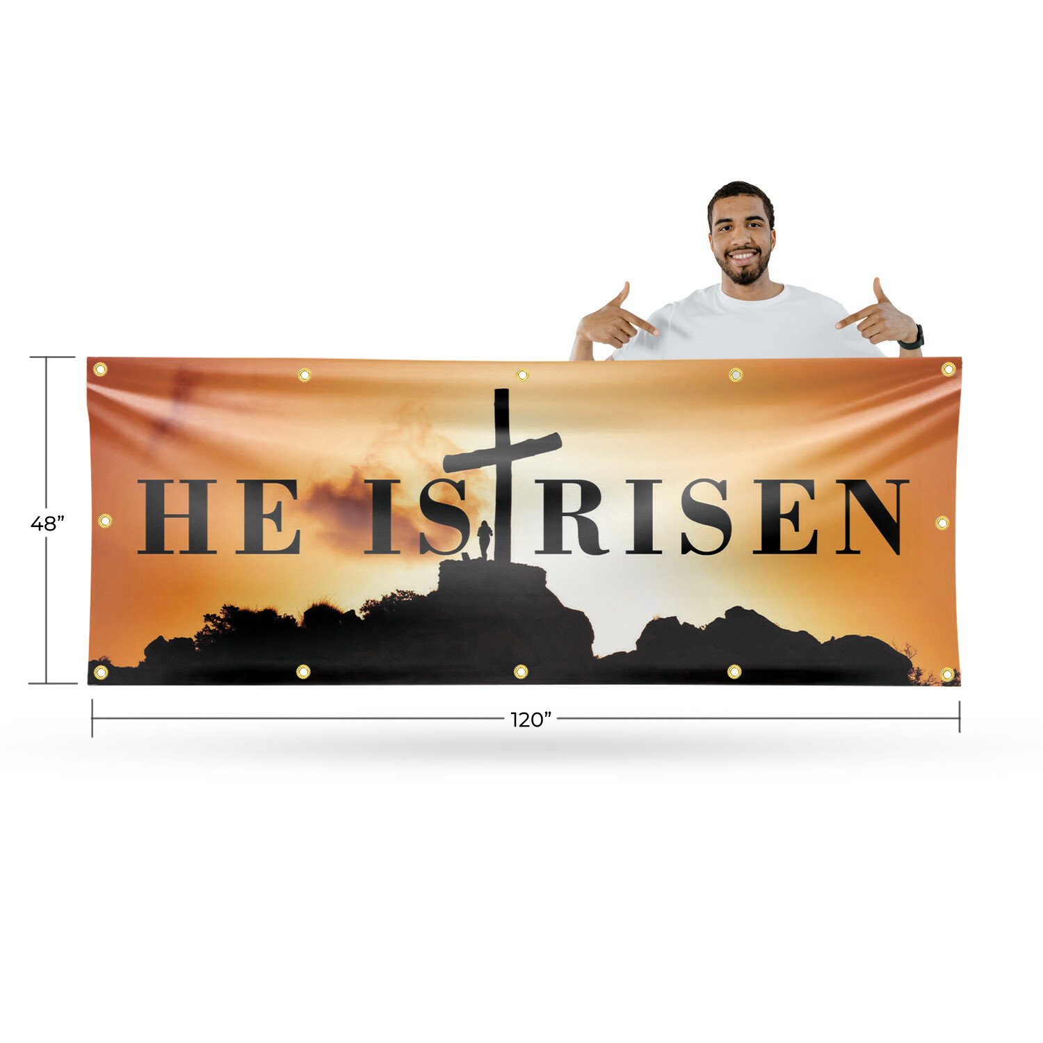 He is Risen 13 oz Vinyl Banner Sign with Metal Grommets Heavy-Duty Single-Sided