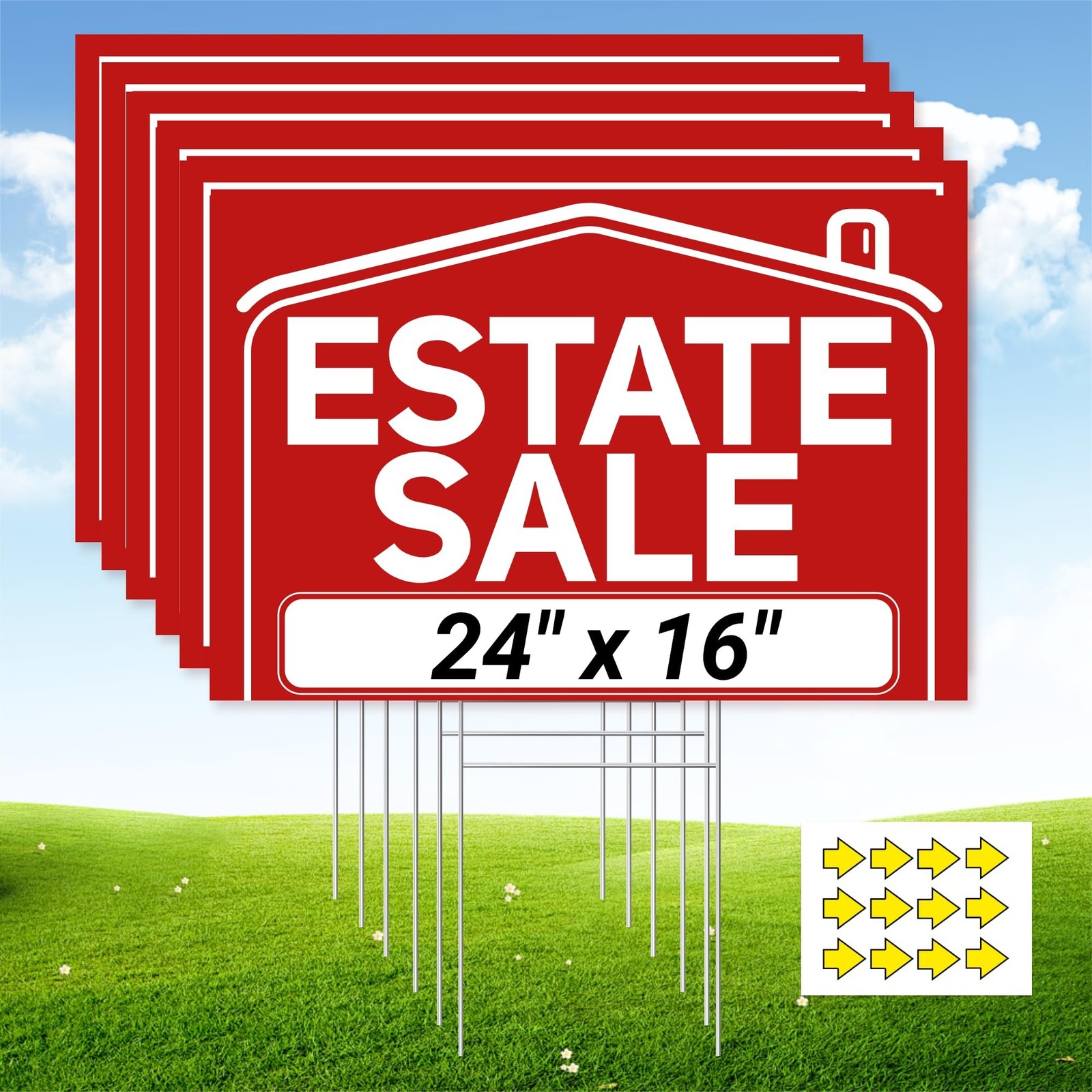 6 Pcs Estate Sale Signs with Stakes, Foldable Extra-Large Estate Sale Signs 2…