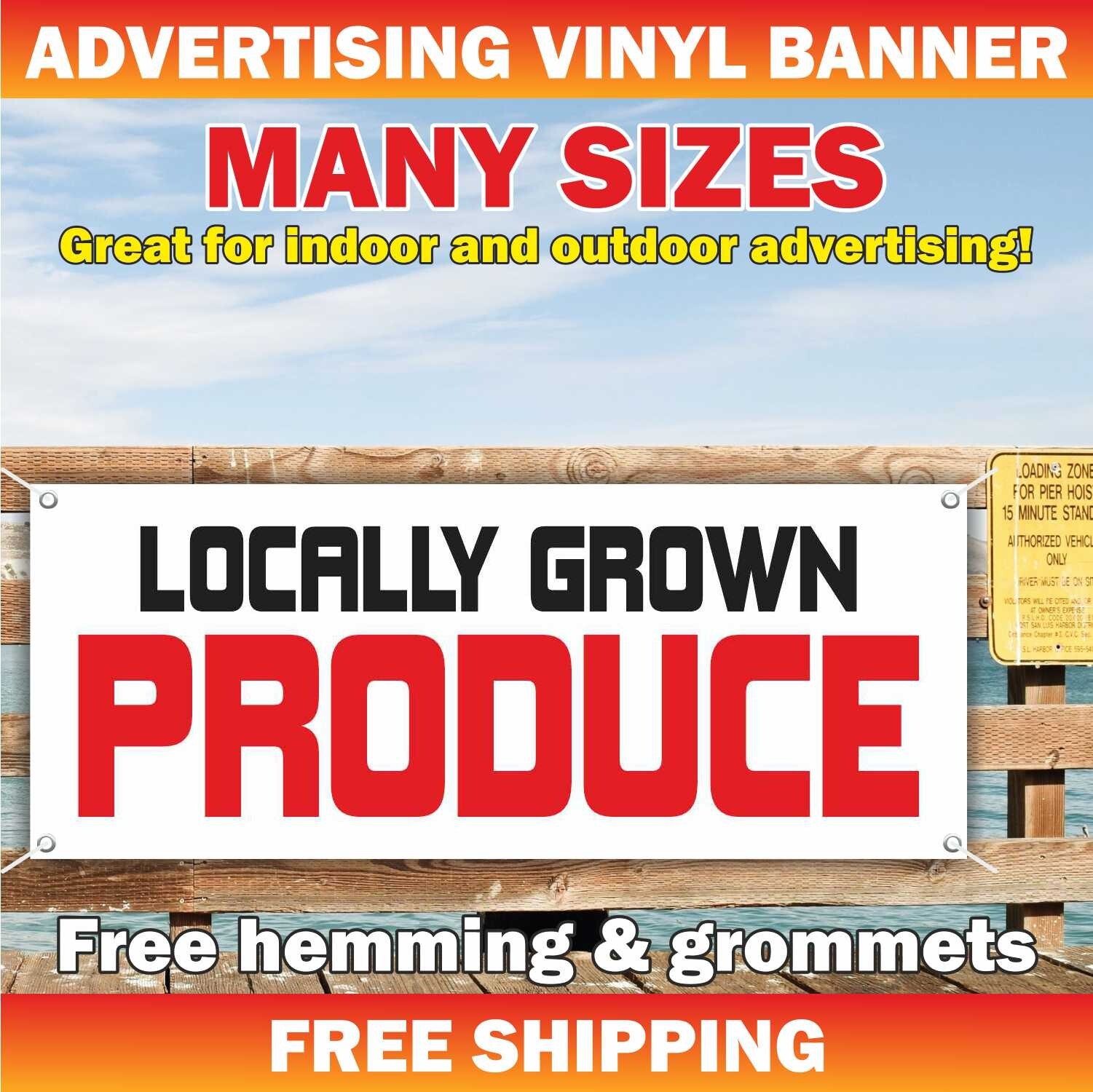 LOCALLY GROWN PRODUCE Advertising Banner Vinyl Sign farm meat honey milk fruits