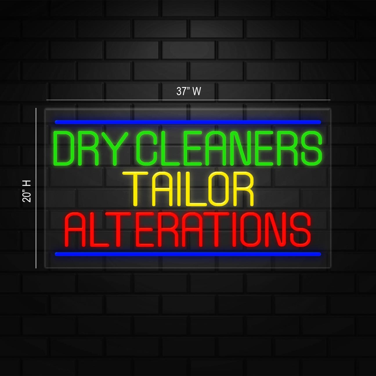 Dry Cleaners Tailor Alterations Sign | LED Flex Neon | 37&Prime;W x 20&Prime;H x 1&Prime;D
