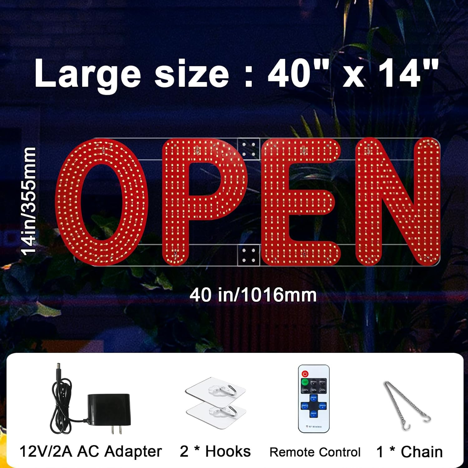 40&Prime;X14&Prime; Open Sign, LED Open Sign for Business with Remote Control, Ultra Bright