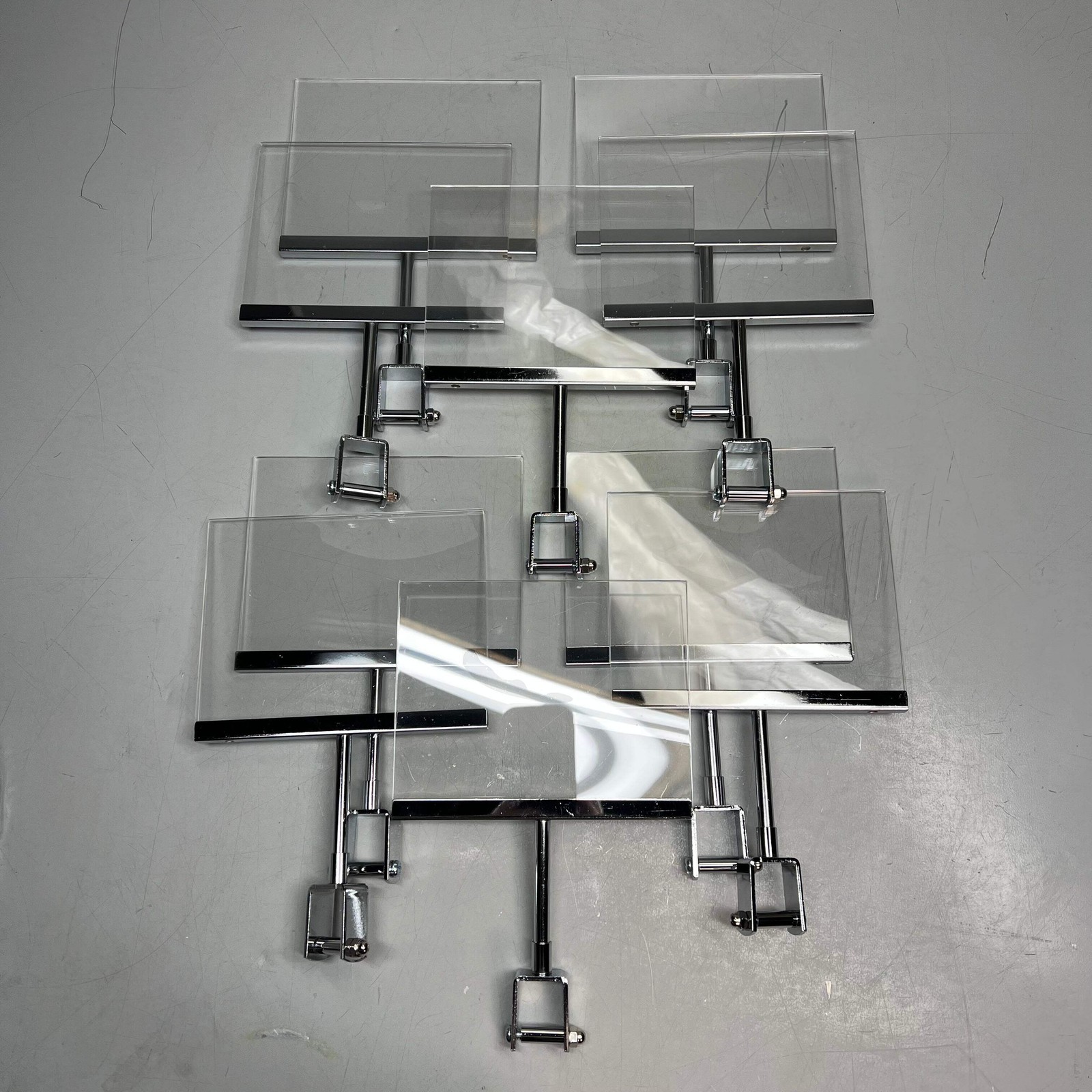 (10 PACK) Acrylic Merchandise Sign Holder W/ Rack Clamp 7&Prime; x 5.5&Prime; Chrome/Clear