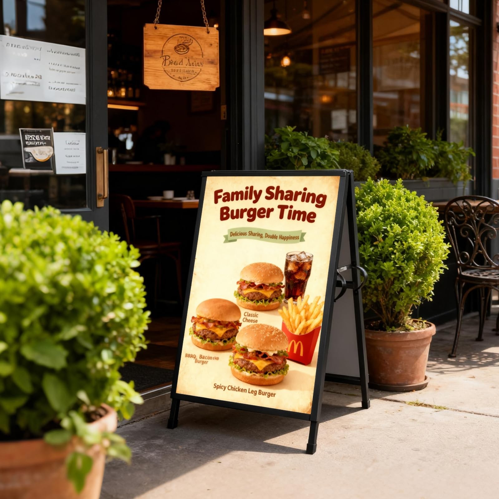 Heavy Duty Folding A-Frame Sidewalk Sign 24×36 Inch Double-Sided Metal Display
