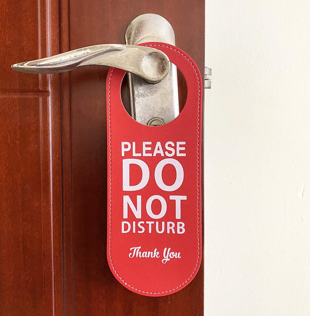 2 Pack PU Leather Do Not Disturb Door Hanger, Double Sided, Red, Green, Sign