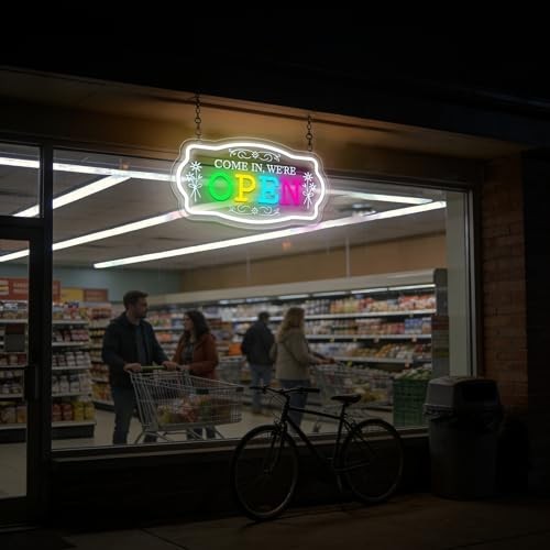 Dimmable LED Neon Open Sign – Colorful Wall Decor for Cafe, Bar, Store, Home – 1
