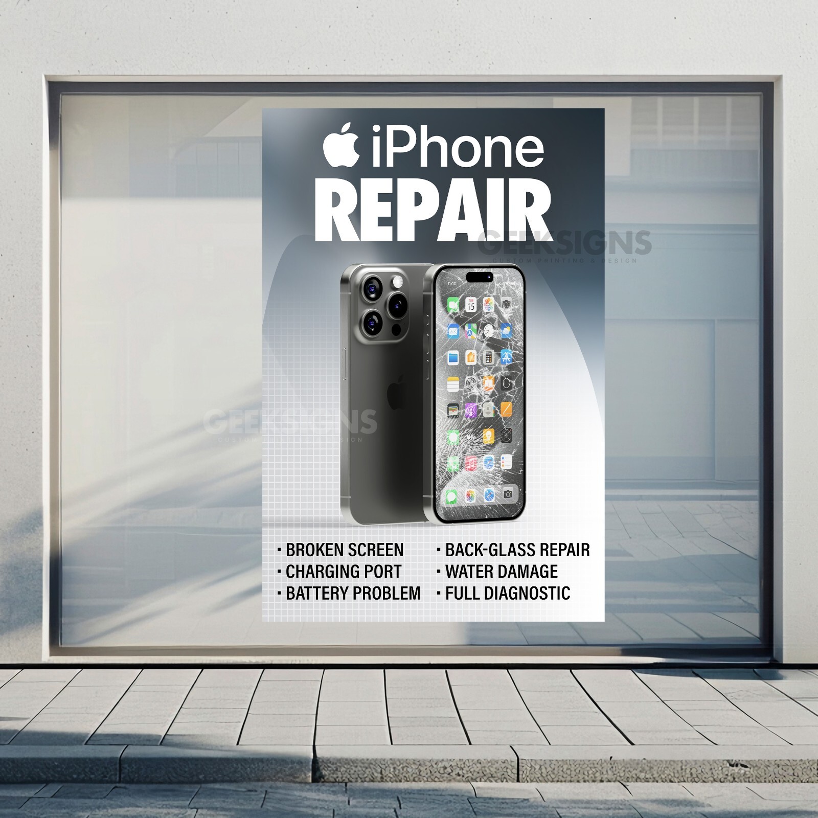 iPhone Apple Cell Phone Repair Single Poster Sign Banner – iOS Samsung Galaxy