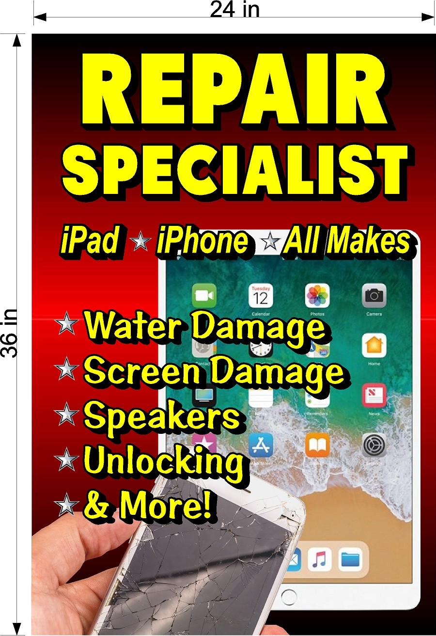 NEW! PERFORATED WINDOW VINYL DECAL 2&prime; X 3&prime; CELL PHONE REPAIR UNLOCKING NEW!
