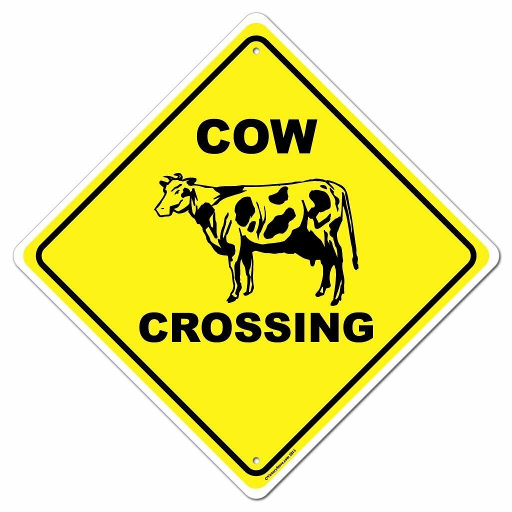 Cow Crossing Sign or Sticker – Multiple Size & Material Options!
