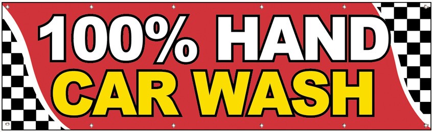 3×10 Ft 100% HAND CAR WASH Banner Polyester Fabric Sign w/ Grommets rb