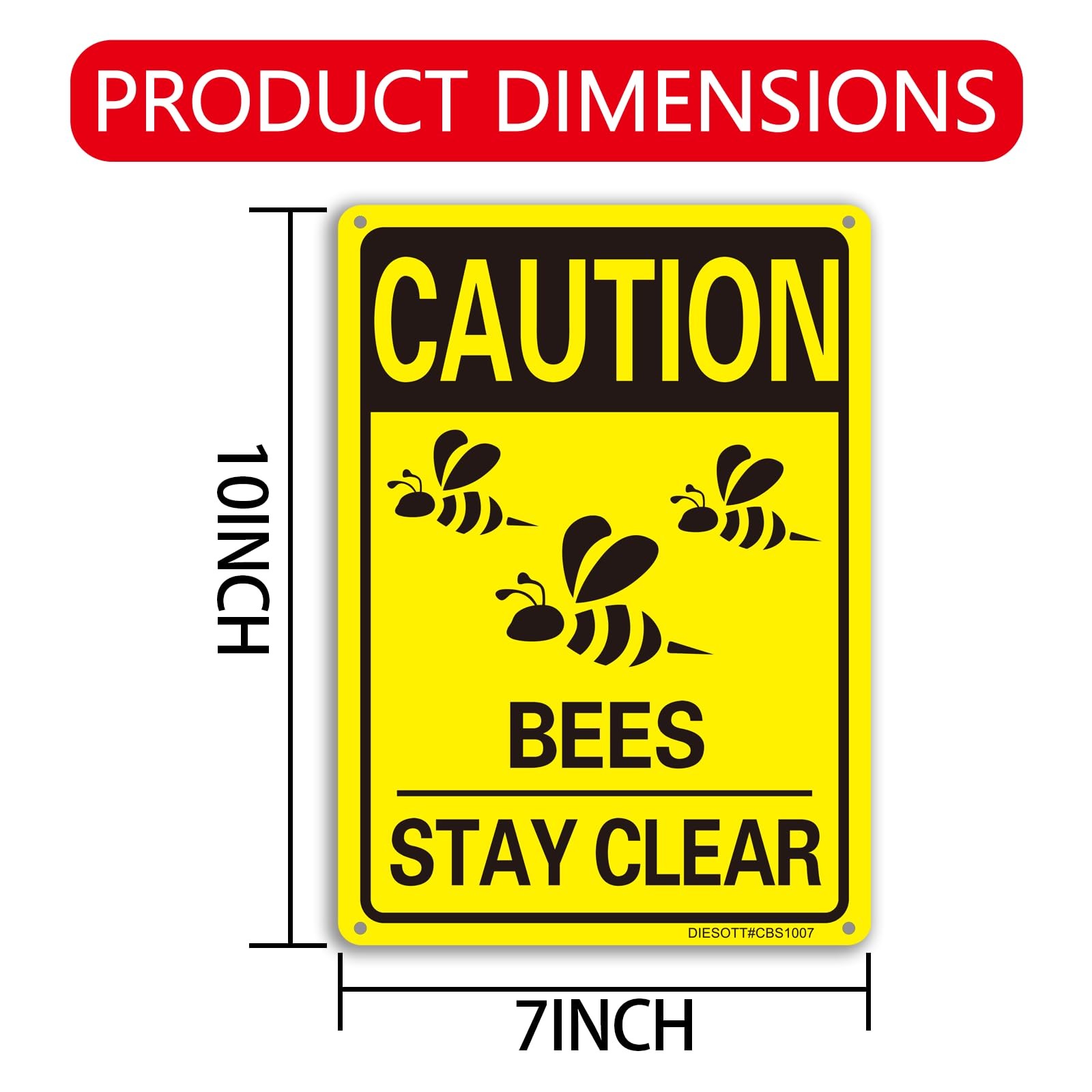 2 Pack Caution- Bees Stay Clear Signs, 10×7 inches Aluminum Sign, Fade Resist…