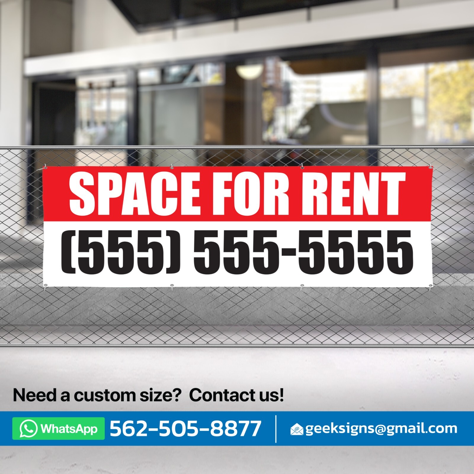 SPACE FOR RENT retail business advertising store front vinyl banner sign flag
