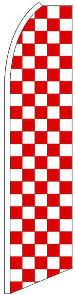 CHECKERED RED WHITE FLUTTER FLAG Checkers Feather Swooper Tall Event Sign Banner