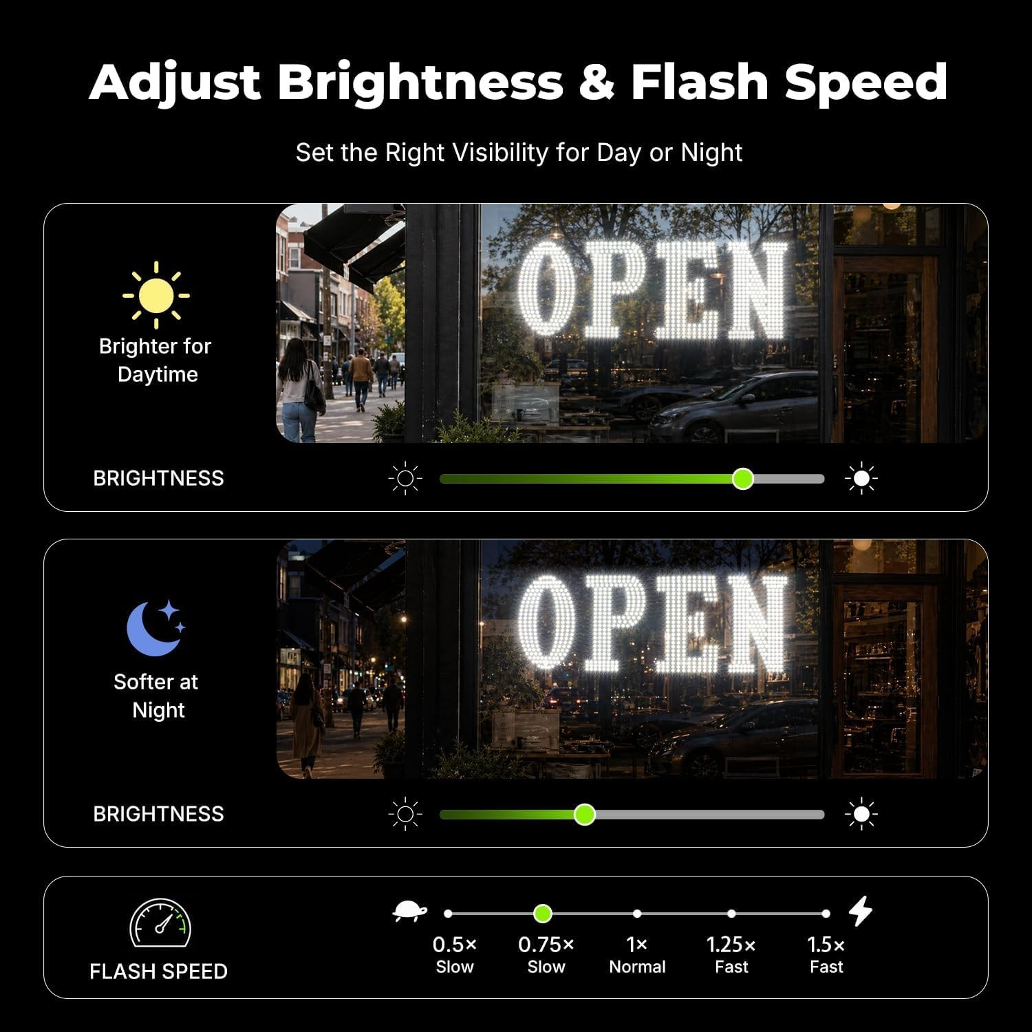 40&Prime; X 14&Prime; Large LED Open Sign with Remote Control High Bright Visibility Busines