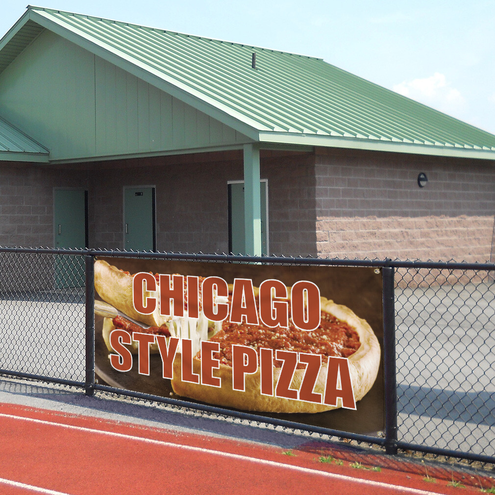 Vinyl Banner Multiple Sizes Chicago Style Pizza Advertising Printing B Outdoor