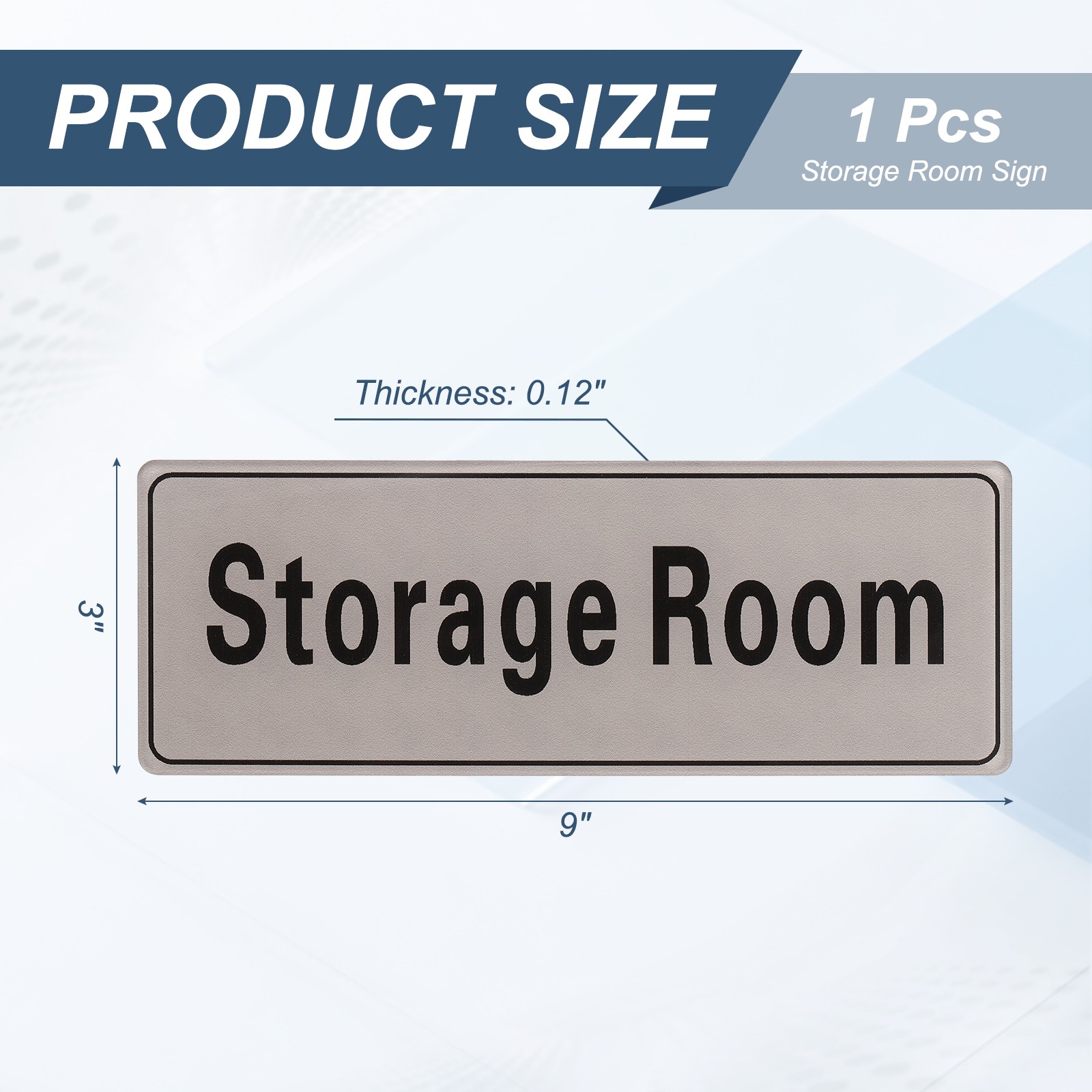9&Prime;x3&Prime; Storage Room, 1Pcs Room Door Sign Self-Adhesive Light Gray with Black Text