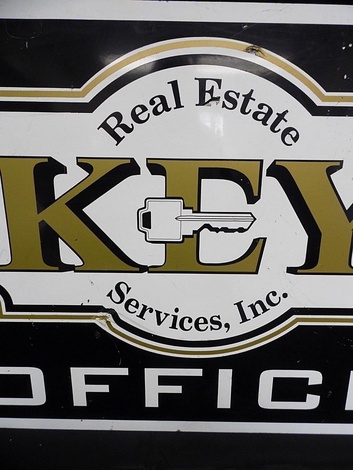 Vintage KEY REAL ESTATE SERVICES OFFICE Tin Sign 36&Prime; x 24&Prime; Original