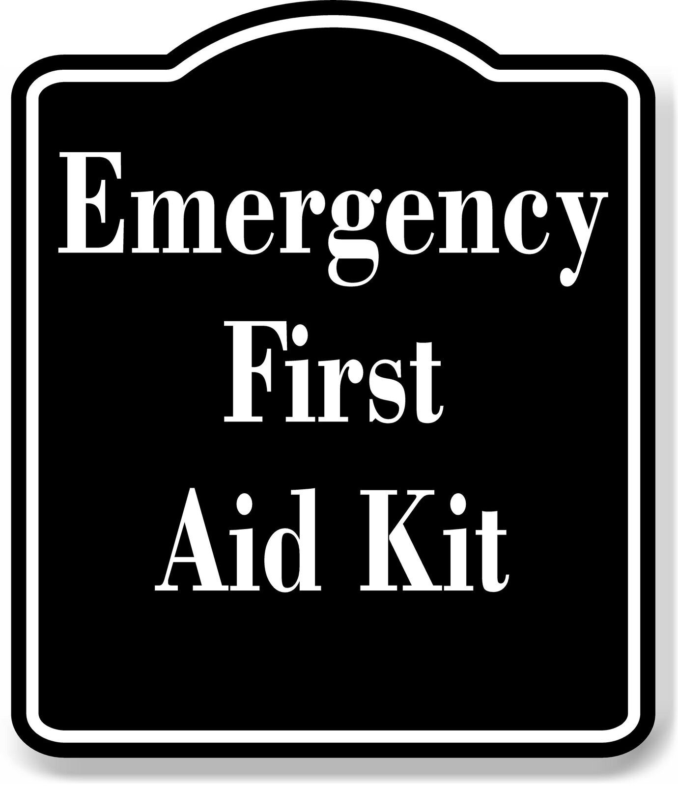 Emergency First Aid Kit OSHA BLACK Aluminum Composite Sign