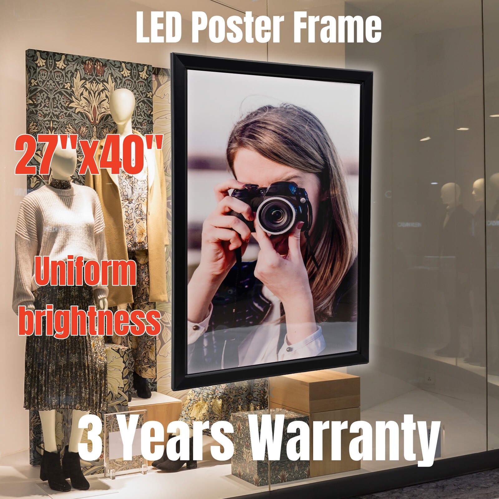 24&Prime;x33&Prime;/24&Prime;X36&Prime;, 27&Prime; x 40&Prime; LED Backlit Movie Poster Art Picture Frame Light Box