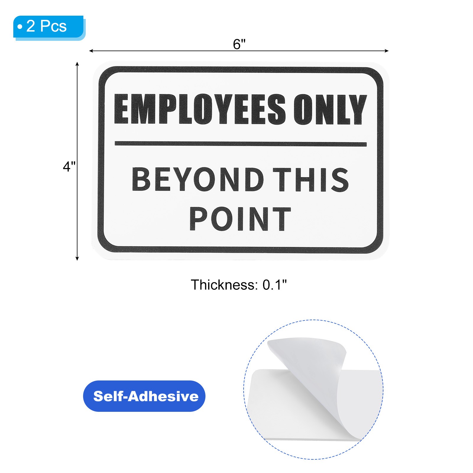 Employees Only Sign, 2 Pack 6×4 Inch Plastic Adhesive Office Door Signs White
