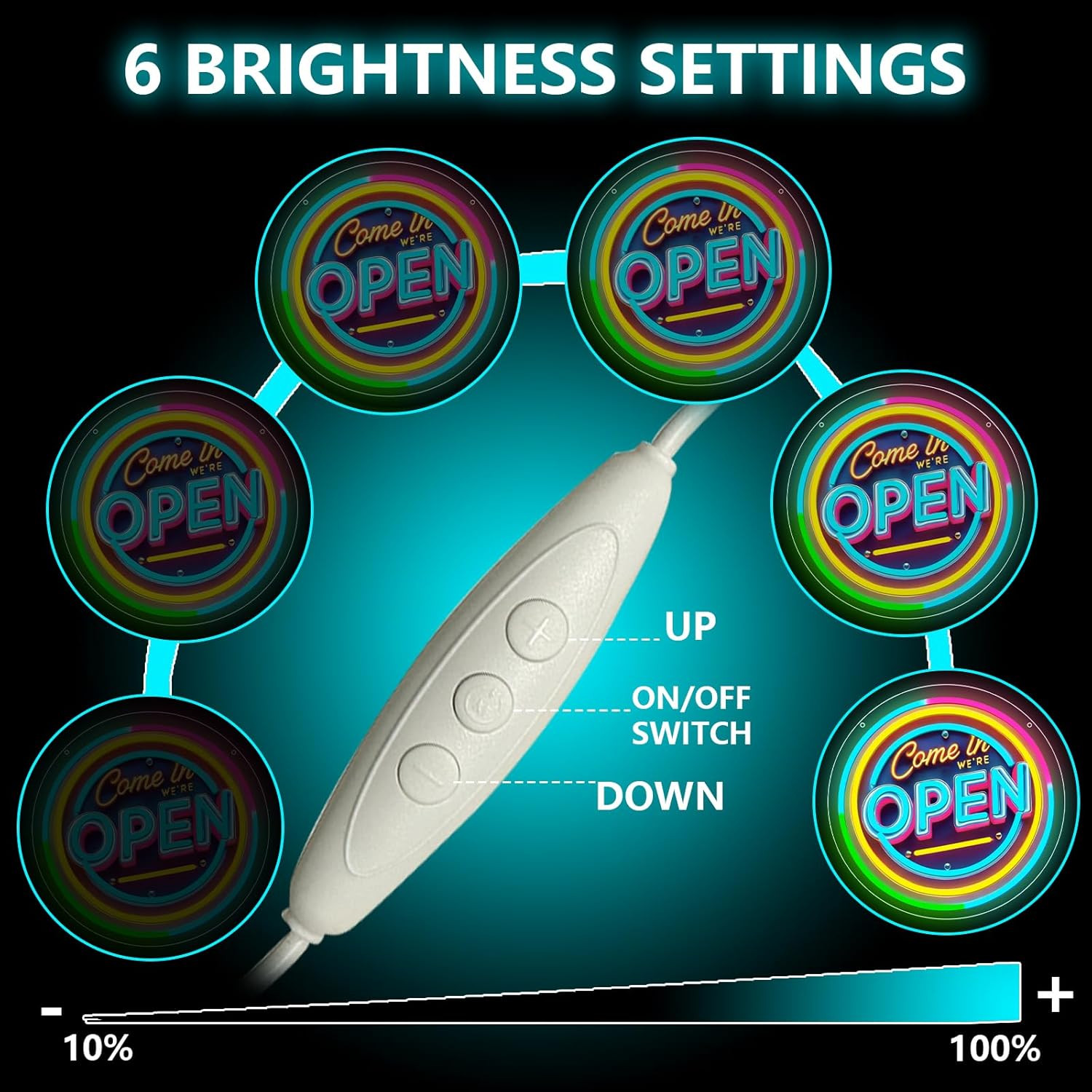 Neon Open Sign for Business, 13 * 13 » Colorful Adjustable Brightness Come in We