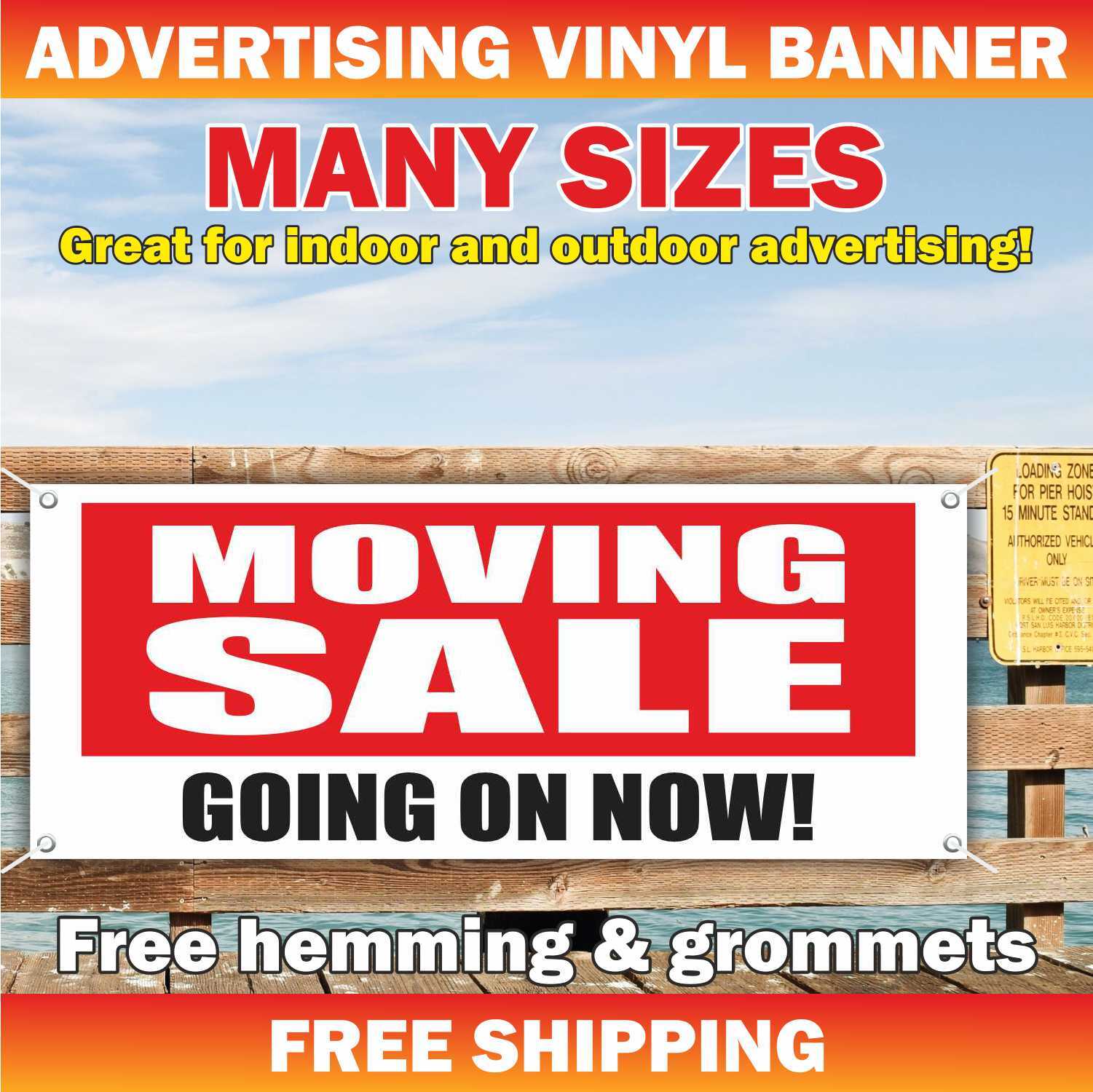 MOVING SALE GOING ON NOW Advertising Banner Vinyl Mesh Sign Discount сlearance
