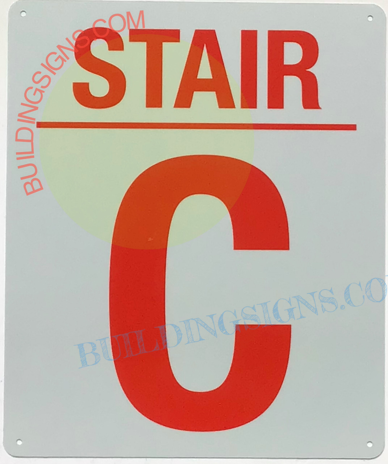 STAIR C SIGN (10×12, White, Aluminum)-REF24-1027