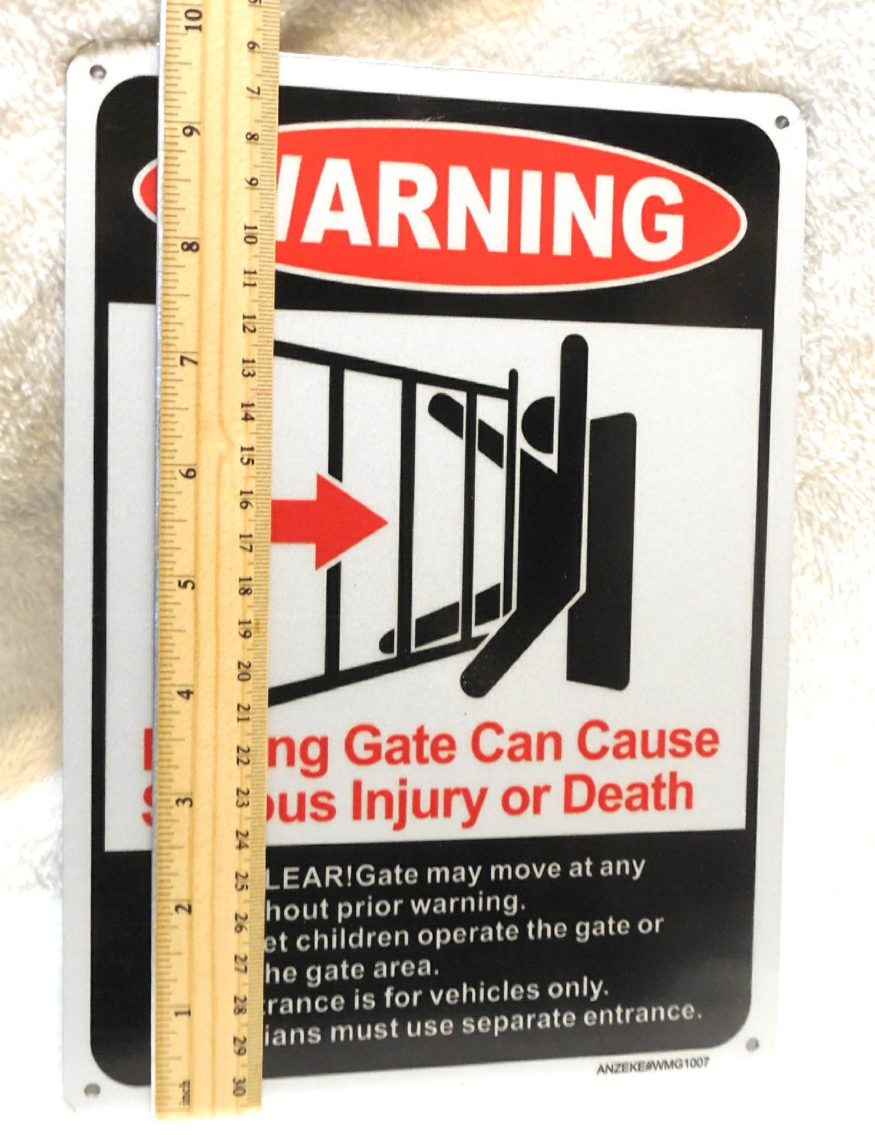 New 2 Pack « Moving Gate Can Cause Injury » Reflective Aluminum Signs 10&Prime;x7&Prime;