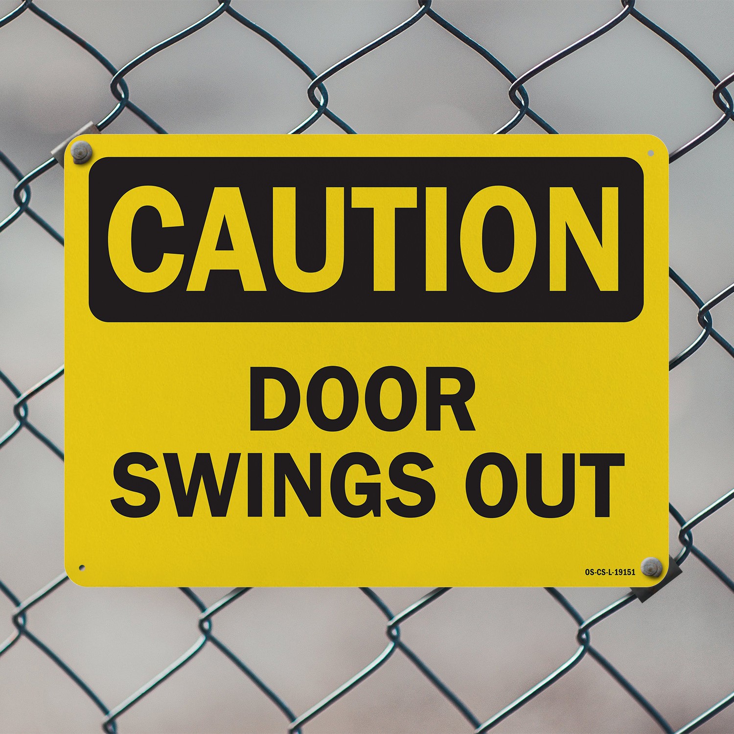 Door Swings Out OSHA Caution Sign Metal, Plastic, Or Decal – 5 or 10 Pack