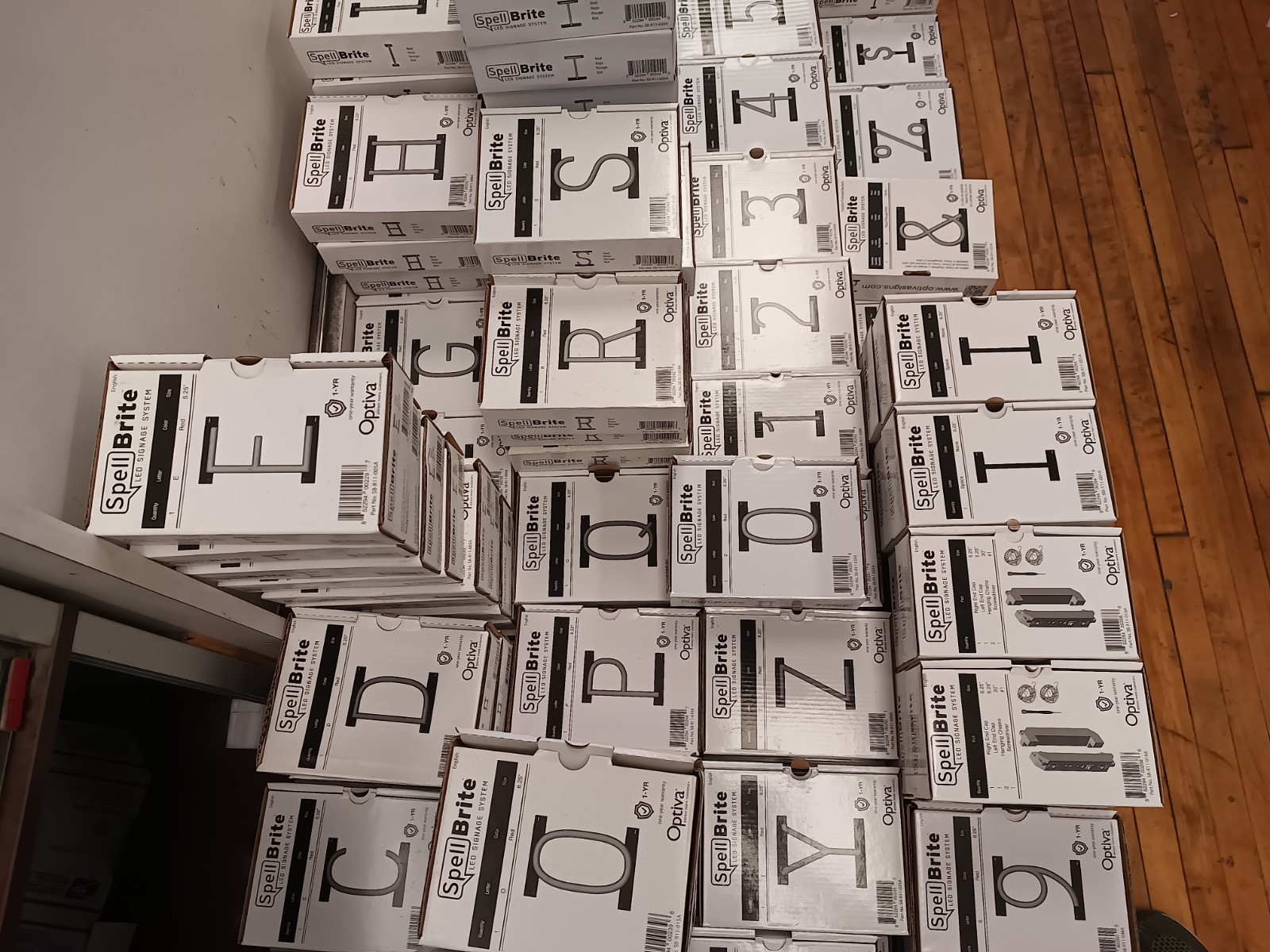 SpellBrite LED Sign HUGE lot of 252 Letters, Numbers, Characters + Accessories