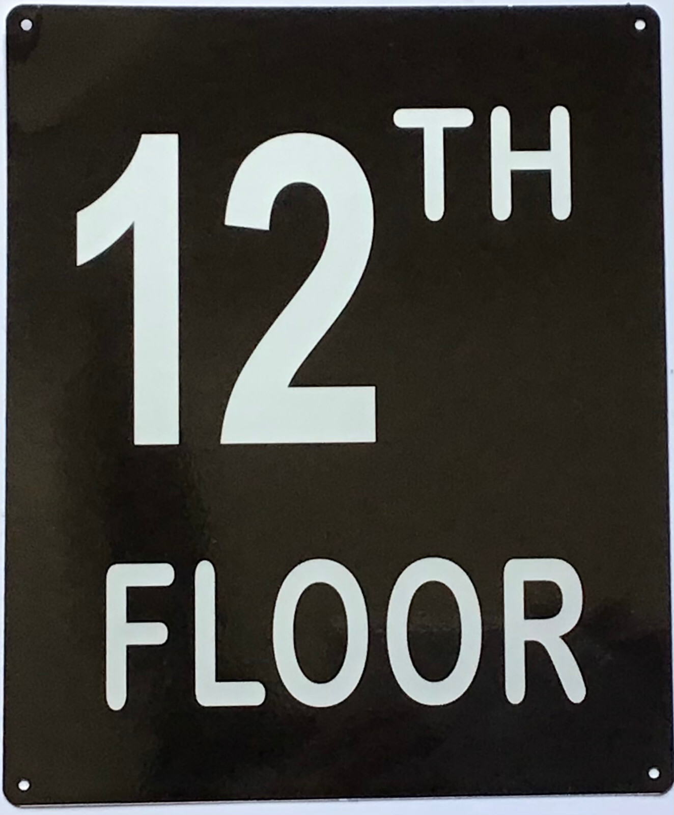 12TH FLOOR SIGN (10X12, Black Background, Aluminum)-REF24-1027
