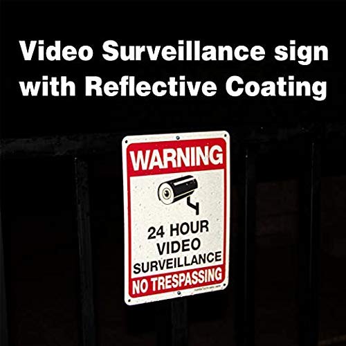 4-Pack Video Surveillance No Trespassing Metal Reflective Warning Sign 10x7in