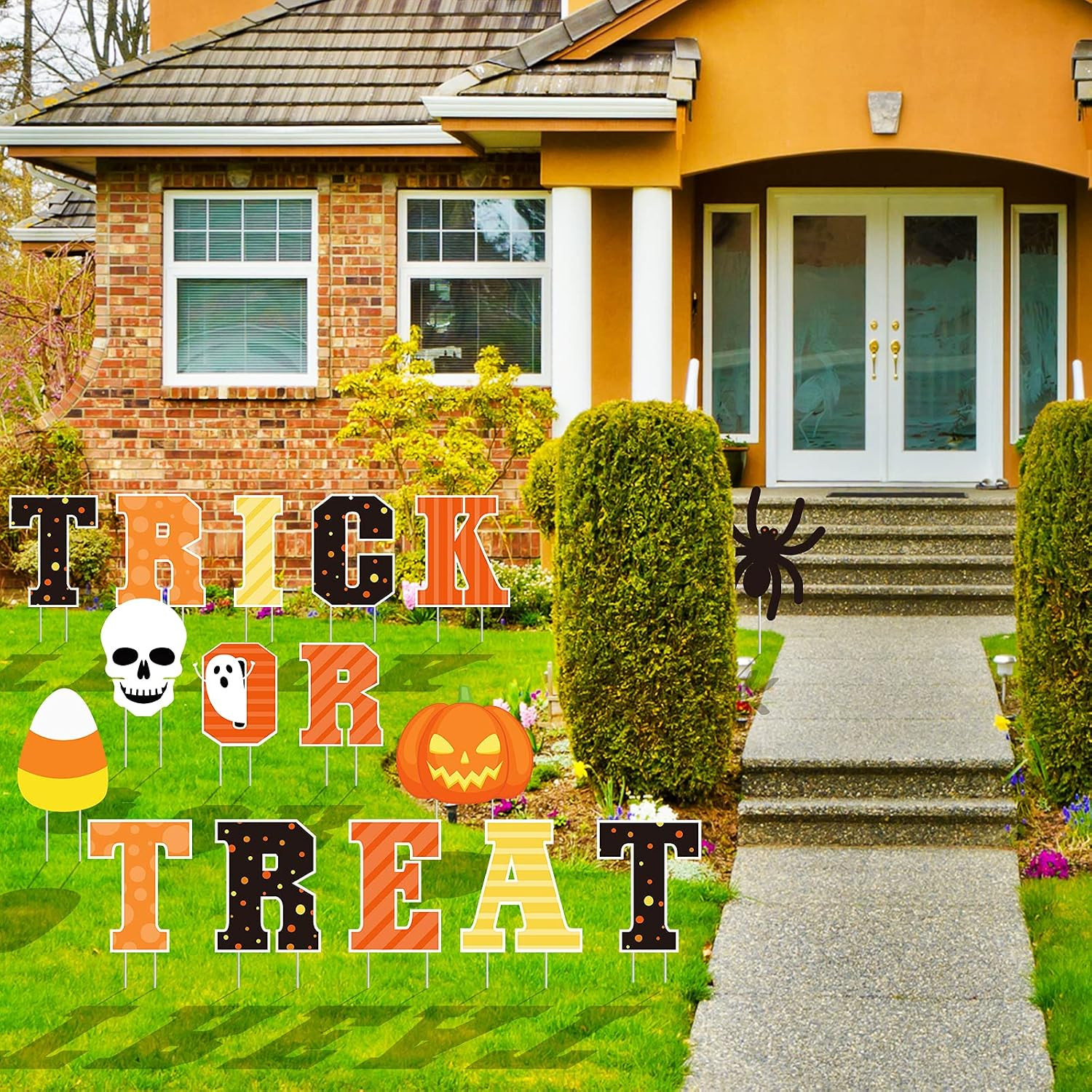 16Pcs Halloween Yard Signs with 32Pcs Stakes Large Trick or Treat Lawn Signs Wat