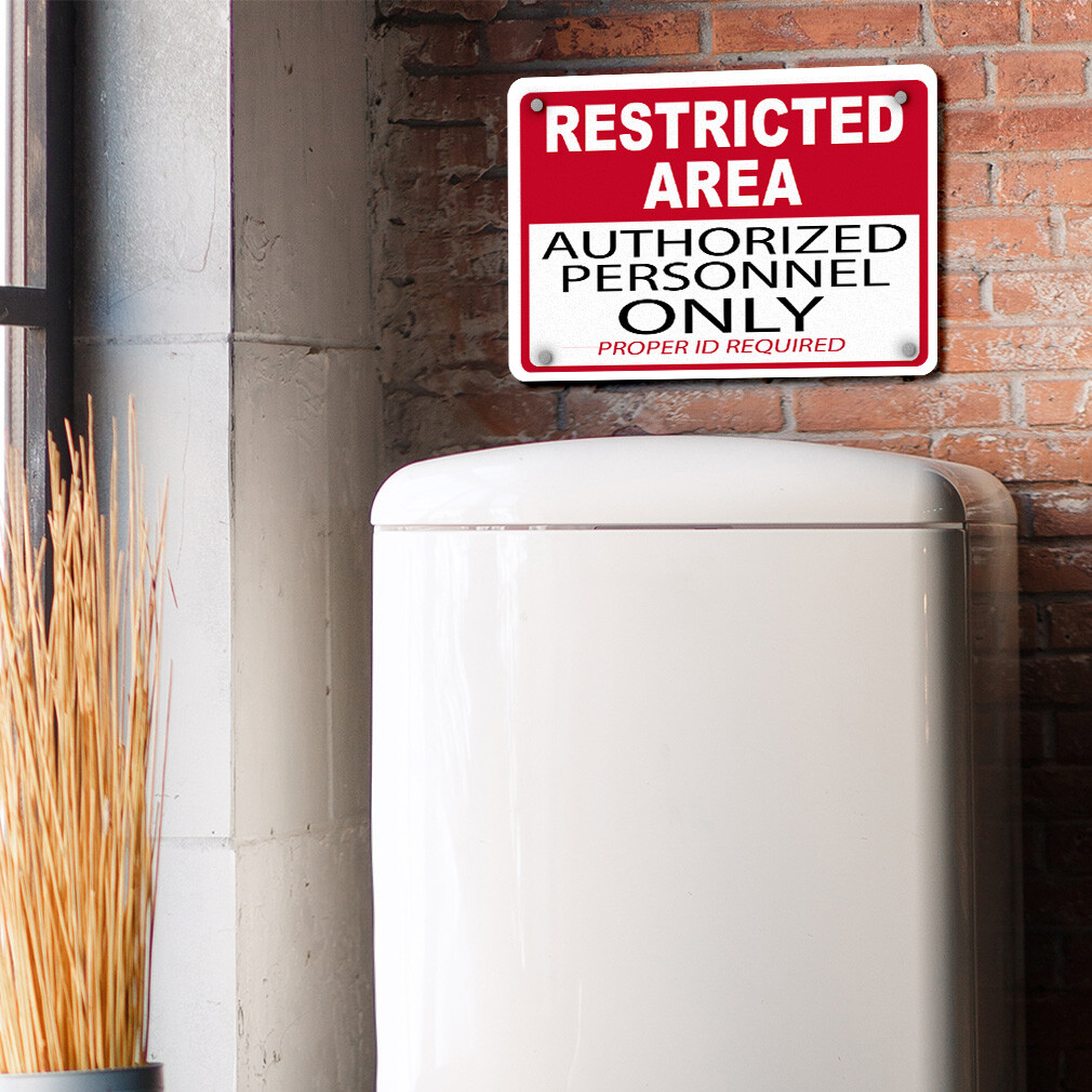 Aluminum Horizontal Metal Sign Red Restricted Access Weatherproof Street Signage