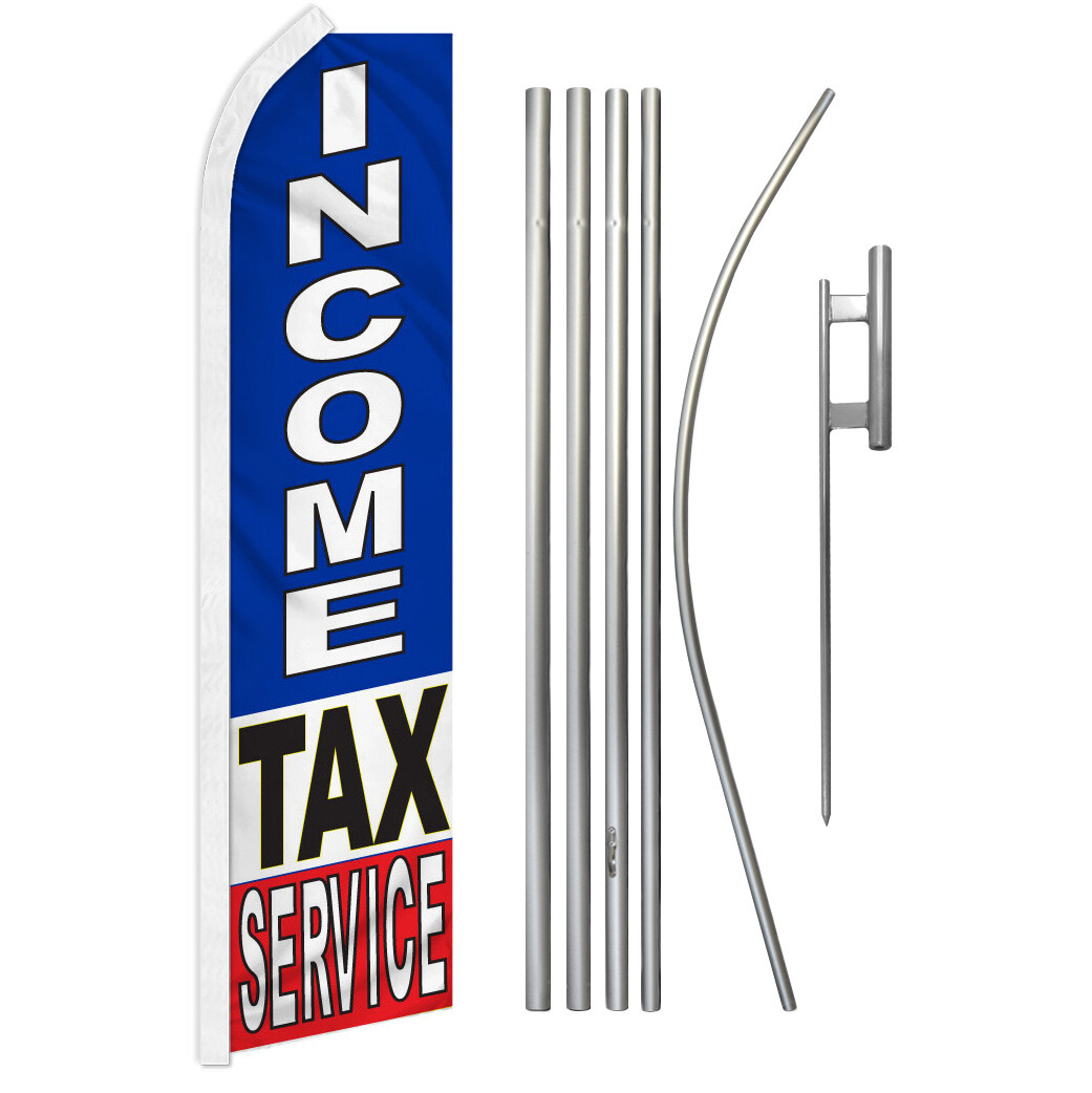 Income Tax Services Advertising Swooper Feather Flutter Flag & Pole Kit Taxes