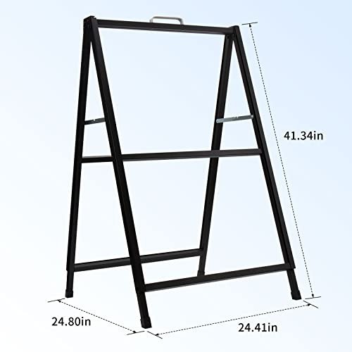 Heavy Duty Double-Sided A-Frame Sidewalk Sign 24×36 Inch Metal Frame, Black