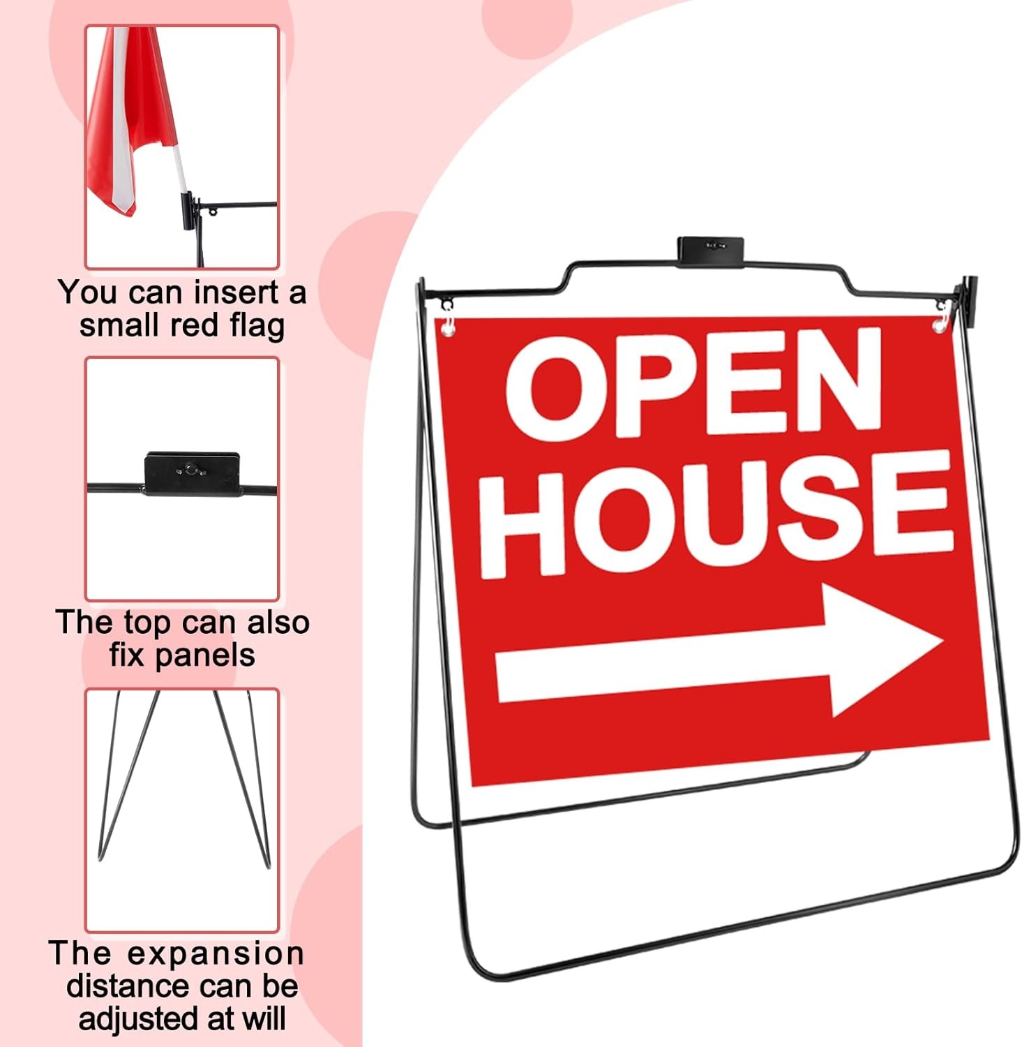 5 Pack Open House Sign Frames 18×24 Metal A Frame Yard Sign Stands Foldable