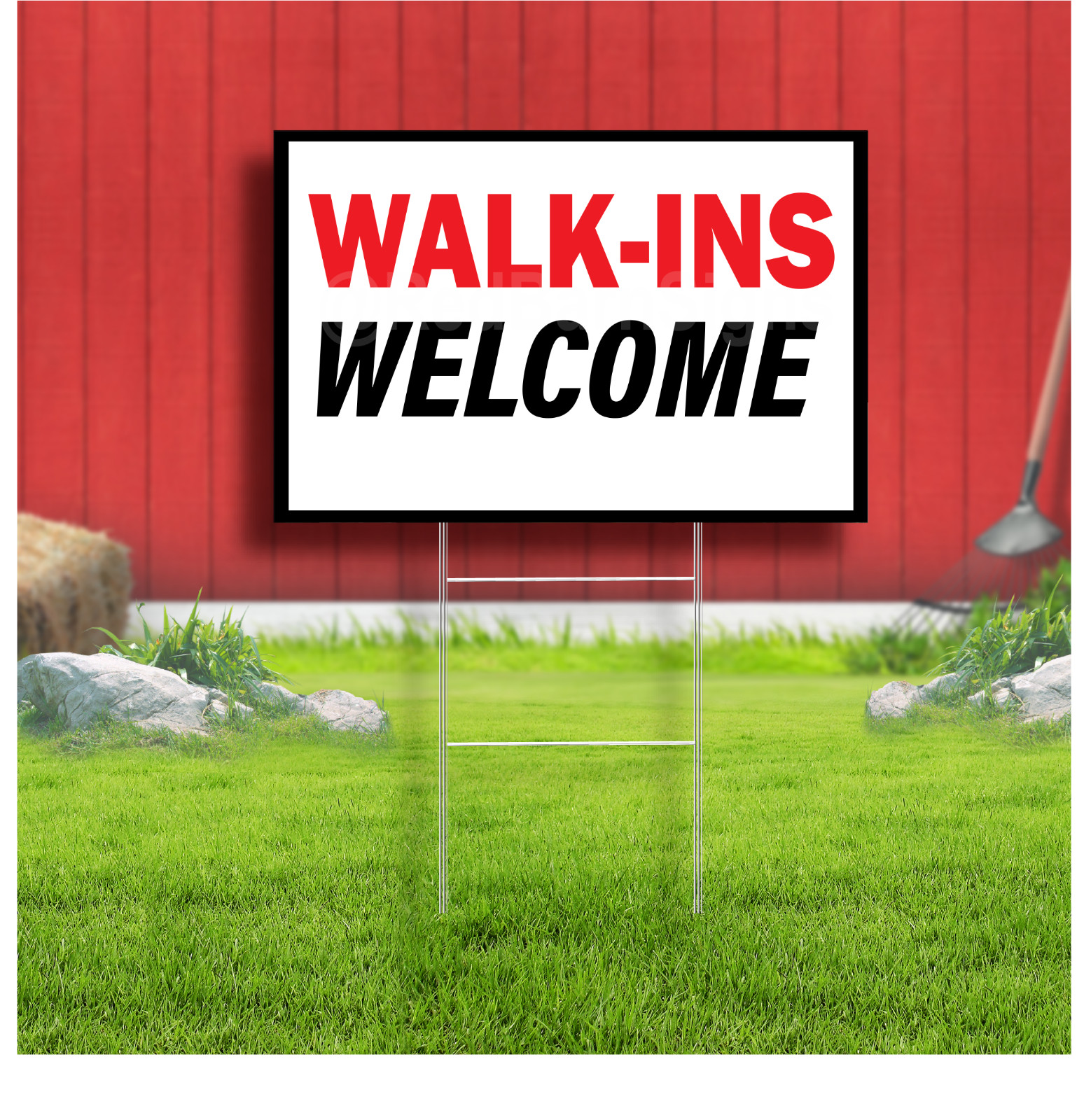 Walk-ins Welcome Coroplast Sign Plastic Indoor Outdoor Yard Sign