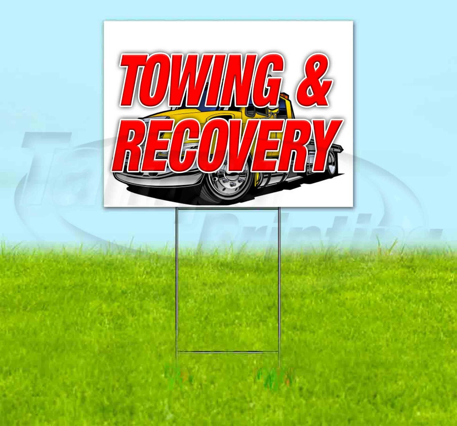 TOWING AND RECOVERY Yard Sign Corrugated Plastic Bandit Lawn Decorations USA