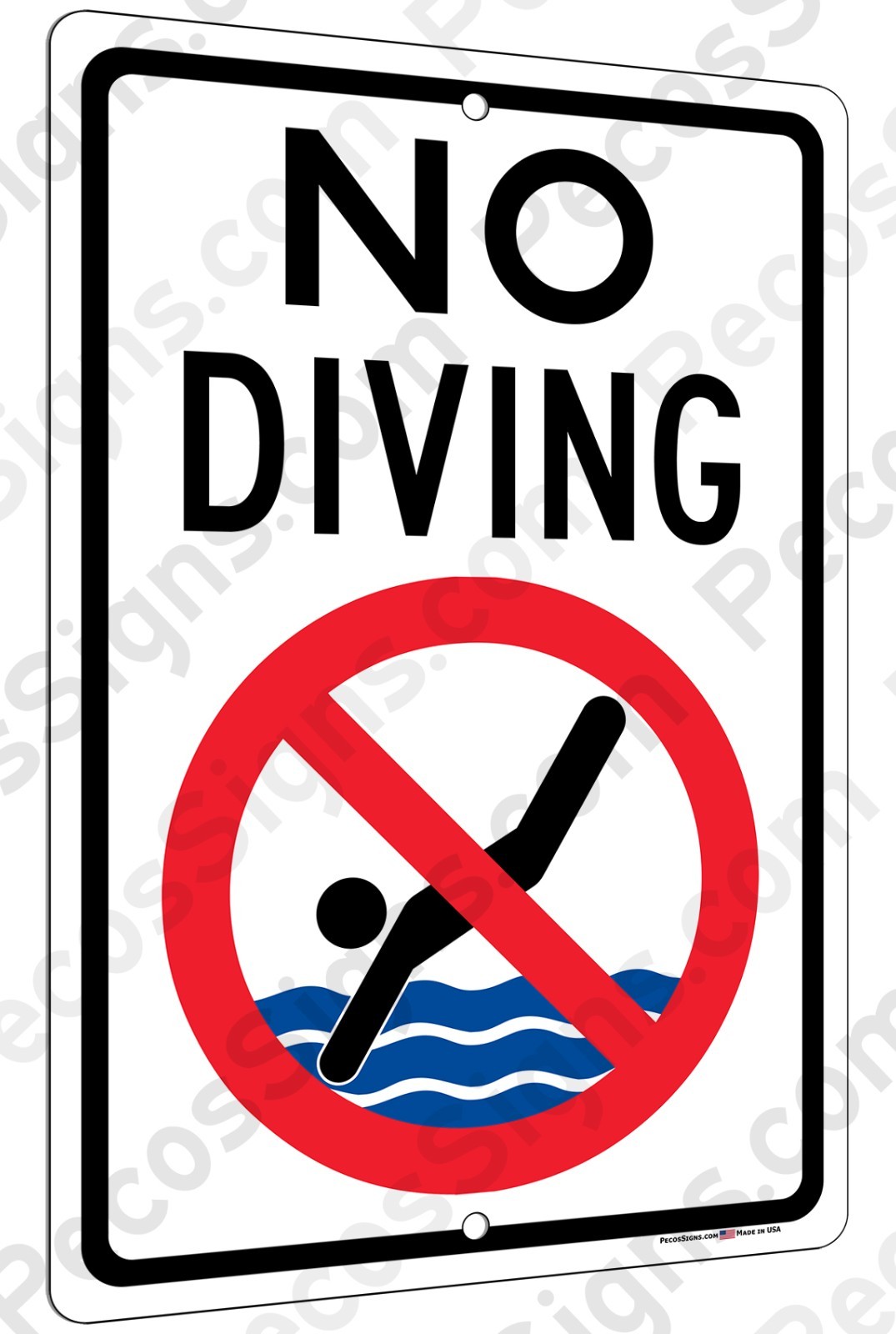 No Diving 8&Prime;x12&Prime; Aluminum Sign UV Protected Made in USA