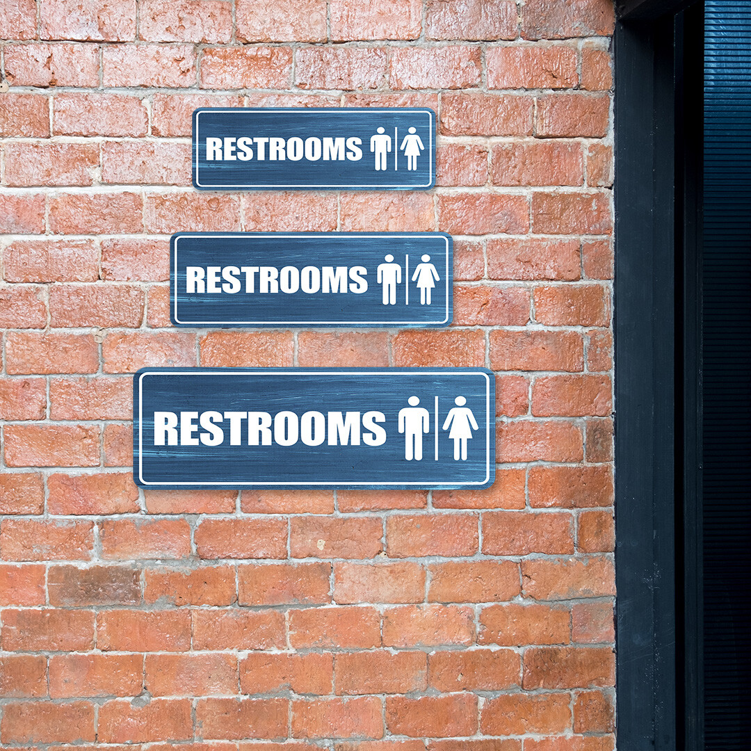 Standard Plus Restrooms Wall or Door Sign | Office Public Signage