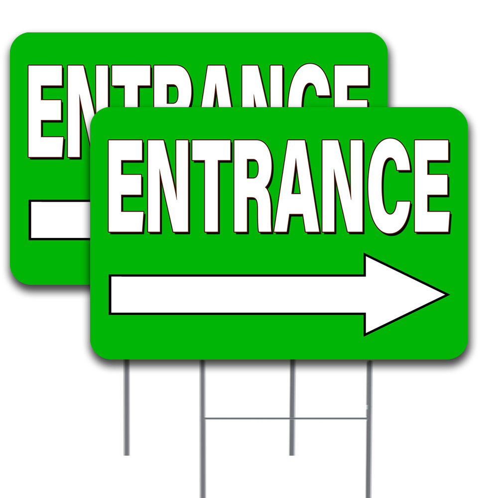 ENTRANCE Arrow 2 Pack Double-Sided Yard Sign 16&Prime; x 24&Prime; with Metal Stakes (Made i