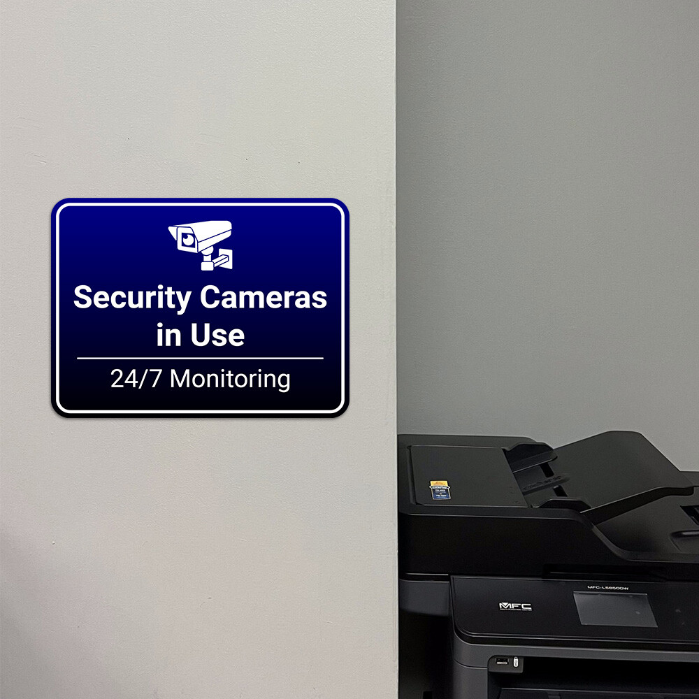 Classic Framed Plus Security Cameras in Use – 24/7 Monitoring Door or Wall Sign