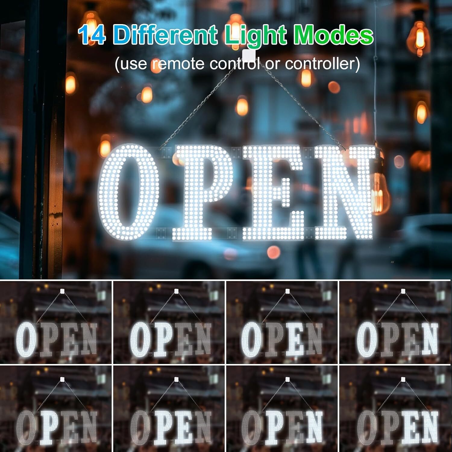 40&Prime;x14&Prime; Extra Large LED Open Signs for Business, Unique Design Super Bright Open