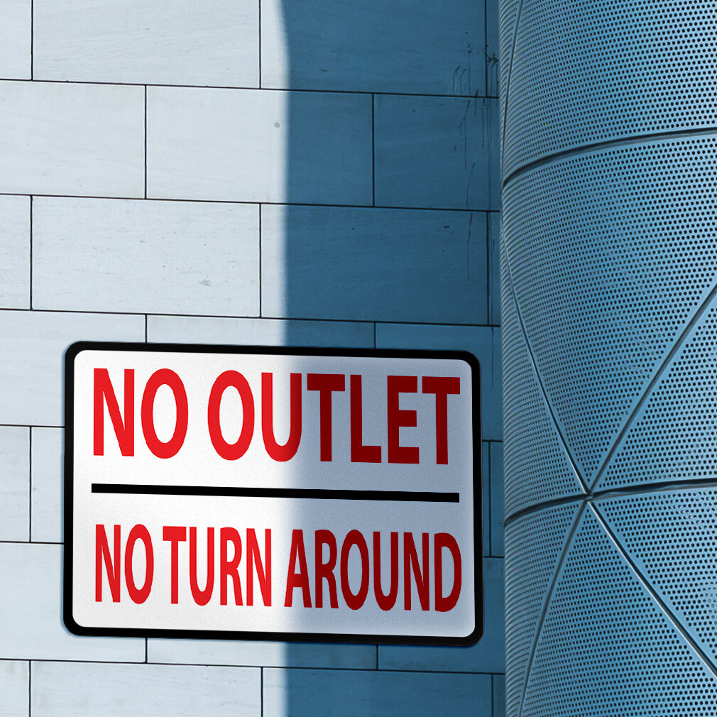 Horizontal Metal Sign No Outlet; Turn Around Weatherproof Street Signage