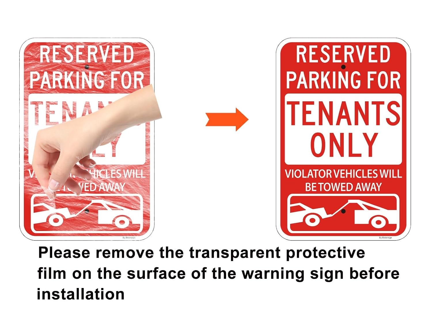 2-Pack Large Reserved Parking Sign for Tenants Only, 18 x 12 inches, Reflective