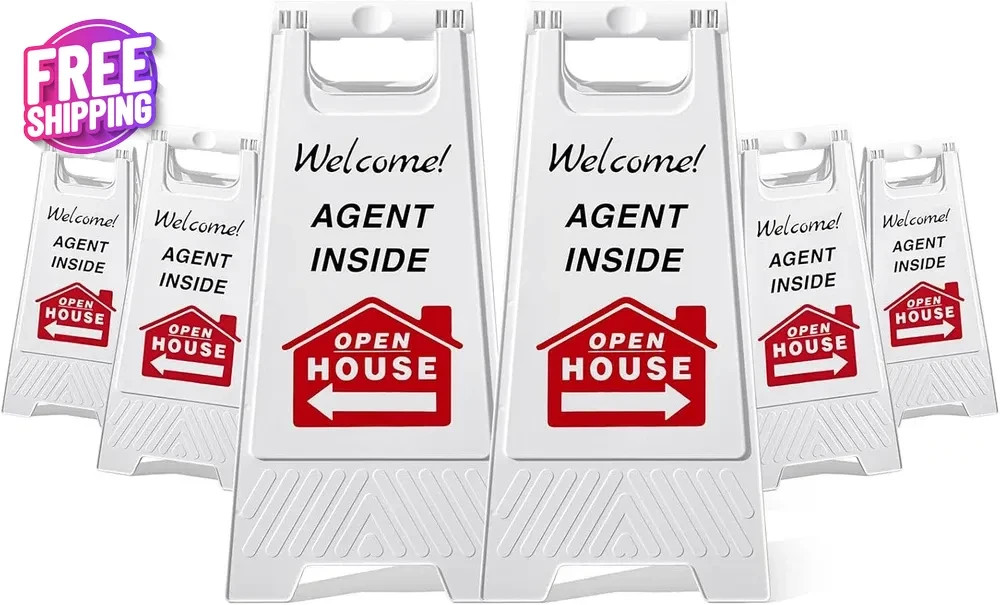 6 Pack Double Sided Open House Signs with Directional Arrows for Realtors