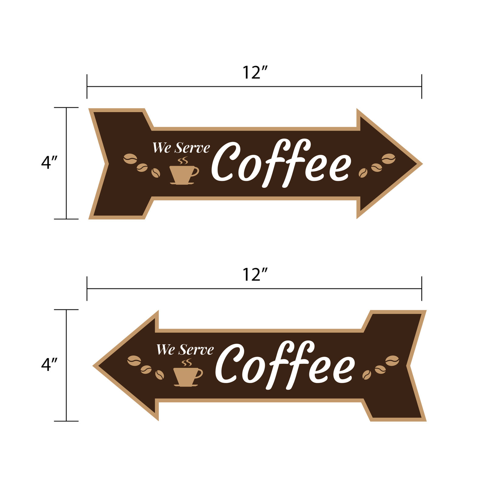Arrow Shape We Serve Coffee 12×4&Prime; Wall or Door Sign | Funny Home Decor