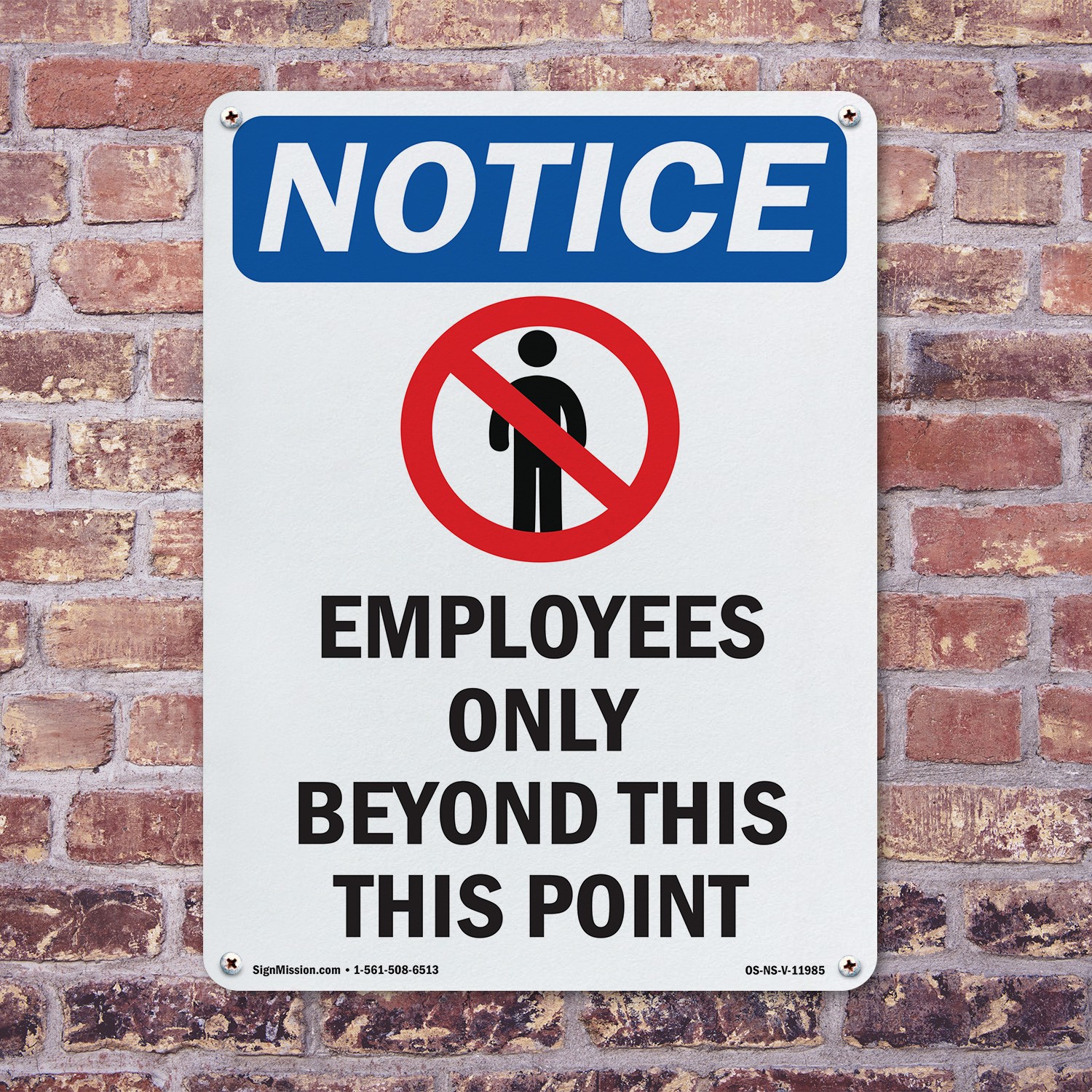 Employees Only Beyond OSHA Notice Sign Metal, Plastic, Or Decal – 5 or 10 Pack