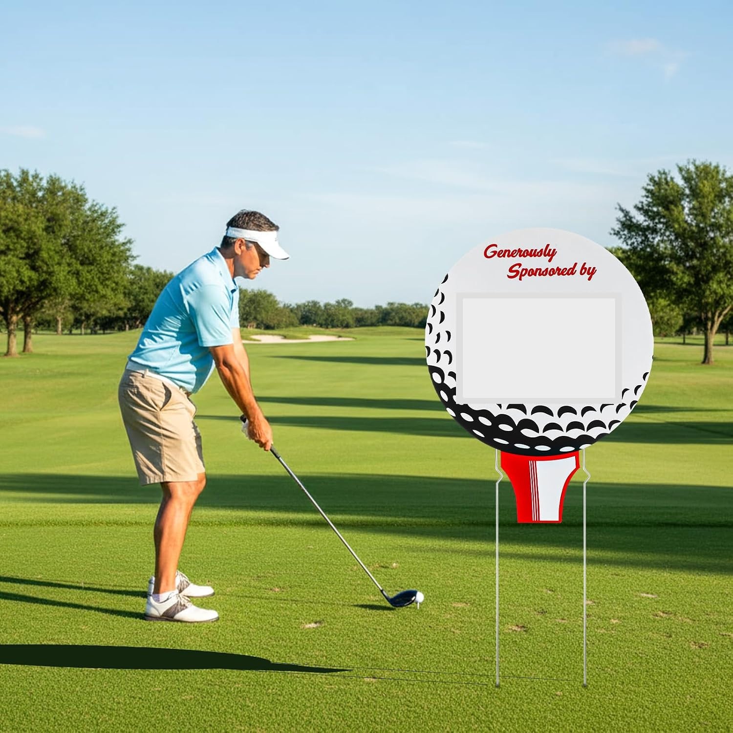 10 pack – Golf Ball Sponsor Sign Includes Stakes and Clear Plastic Sleeve