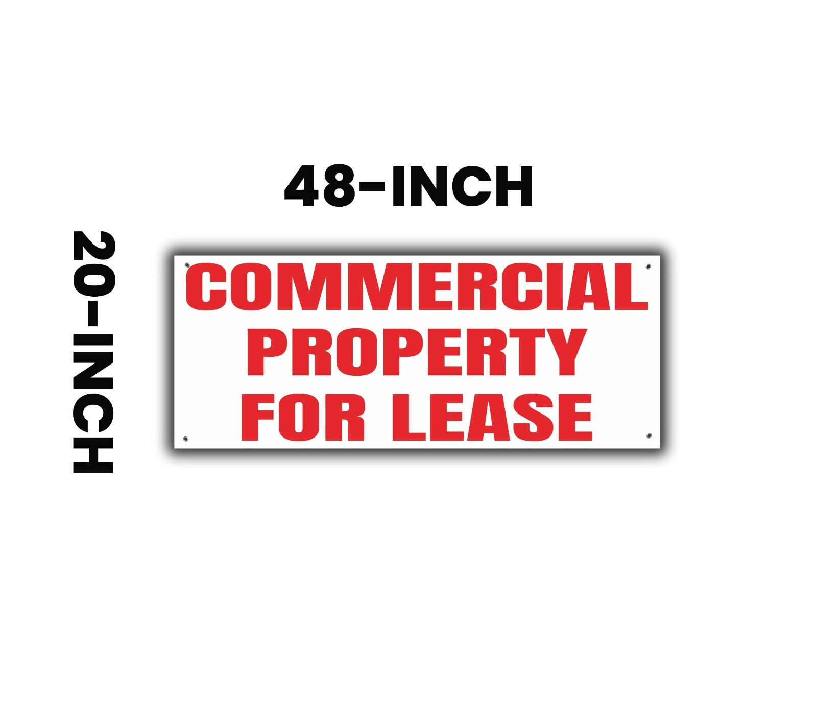 Commercial Property For Lease Banner Sign, Large Red and White Banner 48&Prime; x 20&Prime;